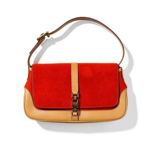 GUCCI‎ Vintage Y2K Suede Leather Piston Lock Jackie Small Shoulder Bag Authentic